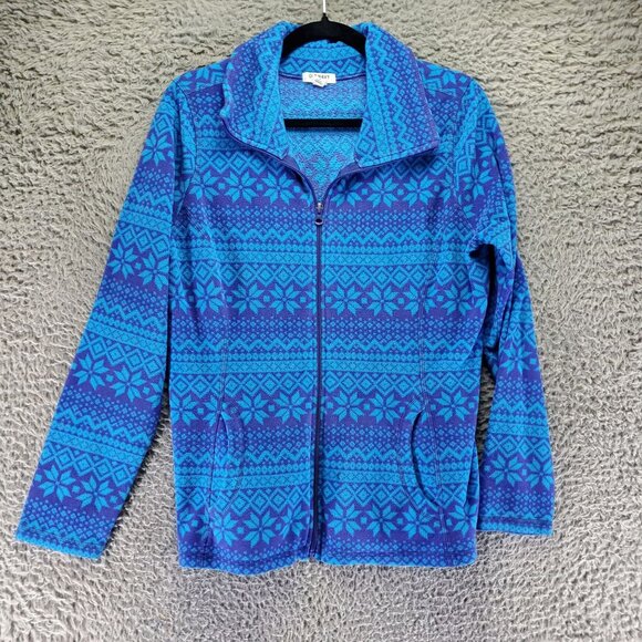 Old Navy Jacket Womens Large Blue Fleece Full Zip - Picture 1 of 8